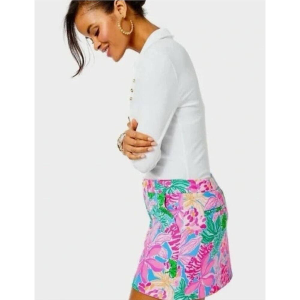 Lilly Pulitzer Tigers Lair Floral Print Pink Colette Preppy Resort Knit Skort - Picture 2 of 10